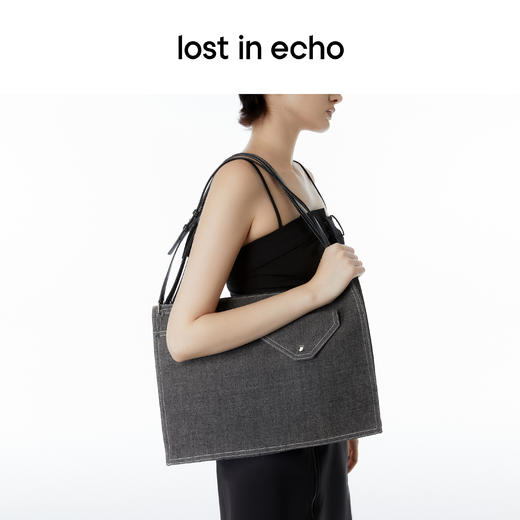 [福利价]lost in echo设计师品牌Ann系列印花色方形三肩带风琴牛仔tote包 商品图3