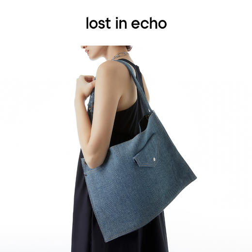[福利价]lost in echo设计师品牌Ann系列印花色方形三肩带风琴牛仔tote包 商品图2
