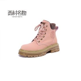 西村名物2022秋季新款马丁靴户外工装靴女款复古英伦风短靴43791