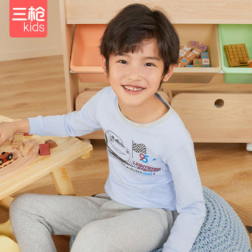 Threegun三枪 【舒肤软棉】男童圆领儿童长袖长裤内衣套装-2D313D011 商品图1
