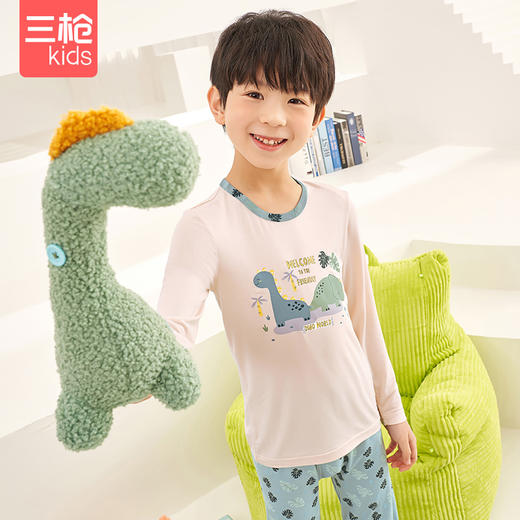 Threegun三枪 【莫代尔】男童圆领儿童长袖长裤内衣套装-29471D011 商品图1