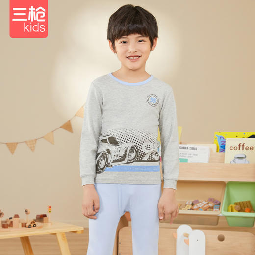 Threegun三枪 【舒肤软棉】男童圆领儿童长袖长裤内衣套装-2D313D011 商品图2