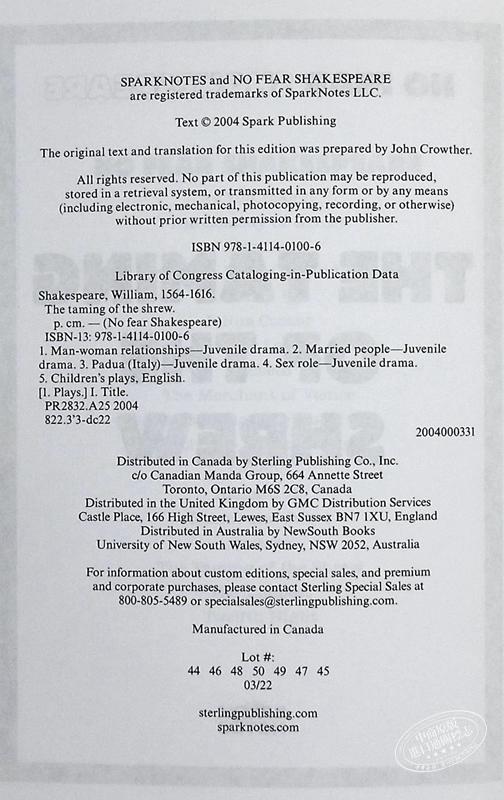 【中商原版】驯悍记 无惧莎士比亚 英文原版 The taming of the shrew No fear shakespeare 商品图4