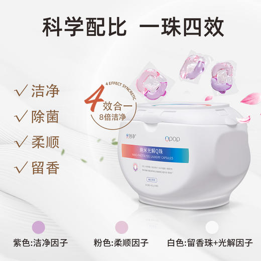 【美在当夏】八倍洁净洗护四合一 | 光妙净 纳米光解洗衣Q珠400g*2【加赠洗衣凝珠一盒】[福利品] 商品图3