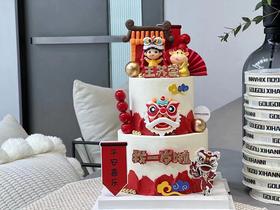 国潮舞狮款一鲜奶动物奶油蛋糕