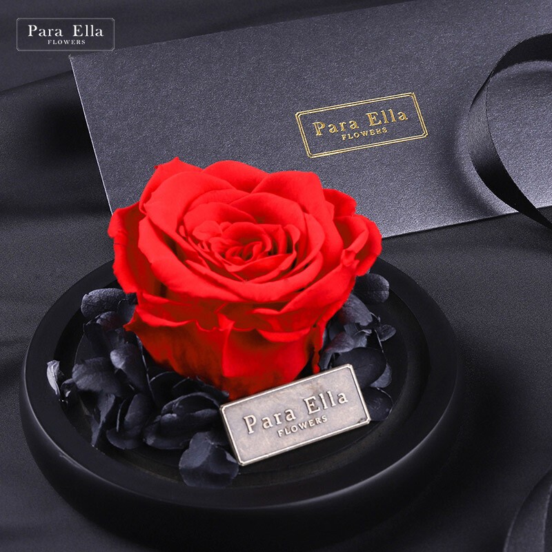 para ella情人节红玫瑰永生花礼盒不凋谢的玫瑰花创意摆件装饰礼物