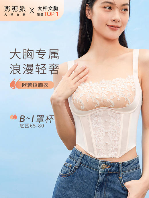 【欧若拉系列】奶糖派大杯文胸真丝法式奢华刺绣文胸蕾丝胸衣 商品图0