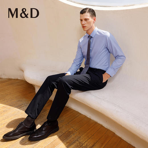 MD名盾男士长袖衬衫舒适棉质DP免烫易打理商务百搭衬衣 商品图1