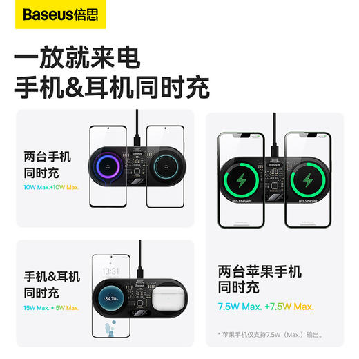 【端午内购】倍思 数显二合一无线充电器 20W 黑色 通用版 商品图5