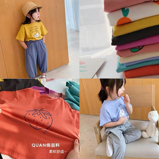 【捡漏39.9/3件】儿童短袖纯棉透气90-150码男童女童印花可爱店 商品图3