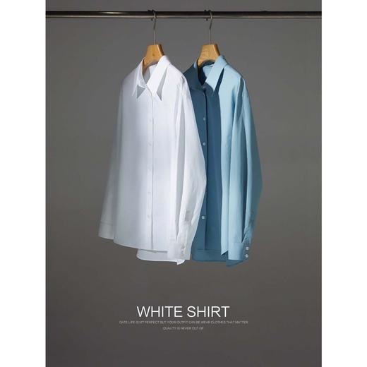 333604044棉仓-初棉OL风80s纯棉长袖白色衬衫女 微磨毛内搭气质长绒棉衬衣 商品图2