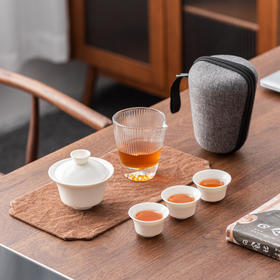 【旅行茶具套装！便捷好收纳】羊脂瓷户外旅行茶具套装 快客杯一壶二三杯便携陶瓷礼品餐饮用具。ry