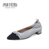 西村名物2023春季新款尖头小香风通勤平底同色扣饰优雅单鞋T23AE12301 商品缩略图1