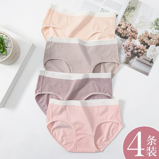 洁丽雅4条装中腰纯棉女士内裤简约舒适双层纯棉内裆内裤女 商品图7