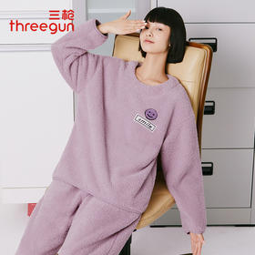 Threegun三枪 【小泰迪绒】圆领女士长袖上衣家居服睡衣-24020A011