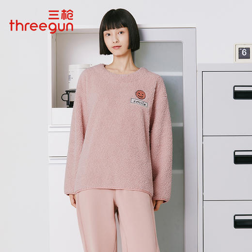 Threegun三枪 【小泰迪绒】圆领女士长袖上衣家居服睡衣-24020A011 商品图1