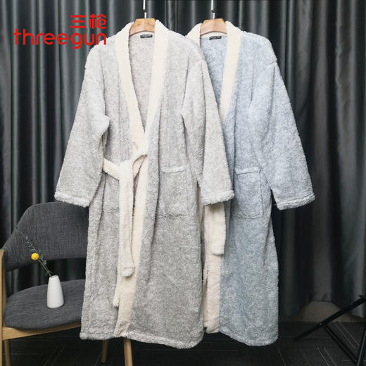 Threegun三枪 【阳离子舒棉绒】开襟男士家居睡袍晨袍-70445A011 商品图5