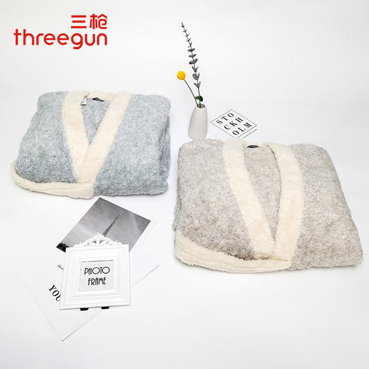 Threegun三枪 【阳离子舒棉绒】开襟男士家居睡袍晨袍-70445A011 商品图2