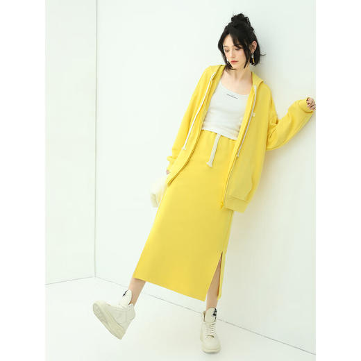 COCOBELLA糖果色半身裙女通勤休闲开叉长裙HS106 商品图3