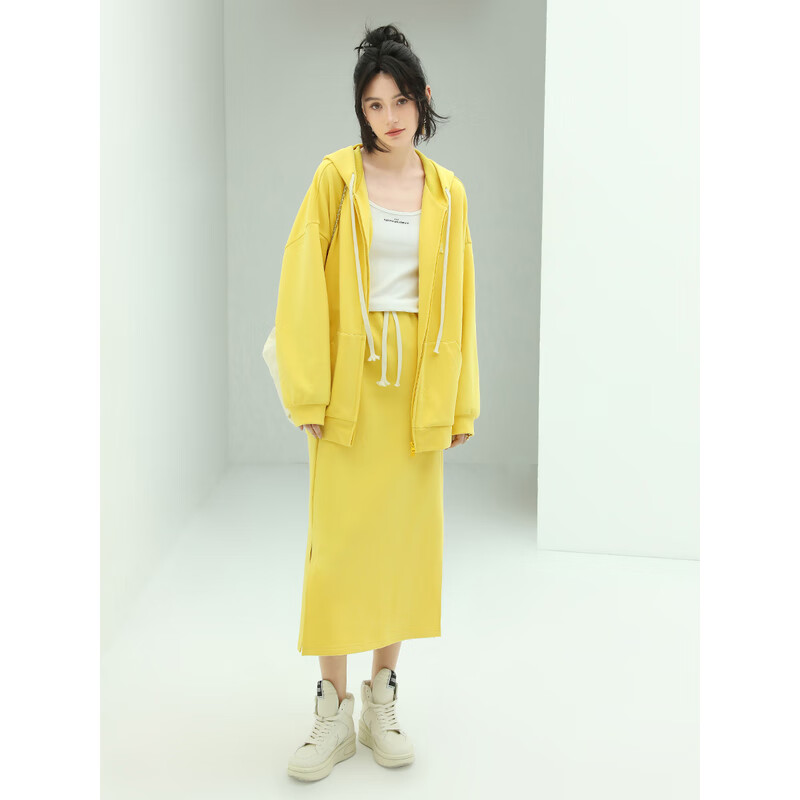 COCOBELLA糖果色半身裙女通勤休闲开叉长裙HS106