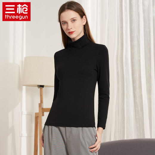 Threegun三枪 【爽滑密棉】休闲两翻领女士长袖上衣打底衫-22628A911 商品图2