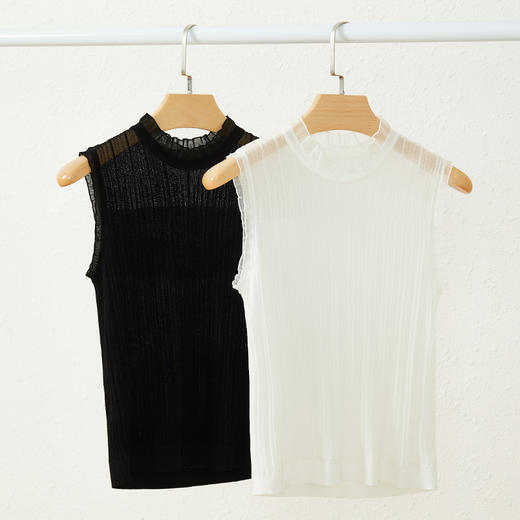 【叠穿神器】雾感蕾丝边打底针织背心H231090858 商品图0