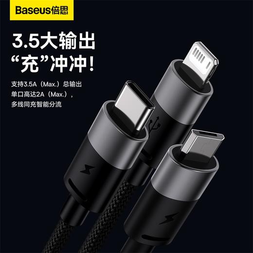 【69元3件】倍思 星速系列 一拖三快充数据线USB to M+L+C 3.5A 1.2m 商品图2