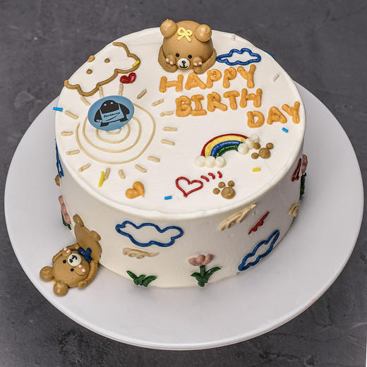 手绘熊孩子奶油蛋糕 商品图1