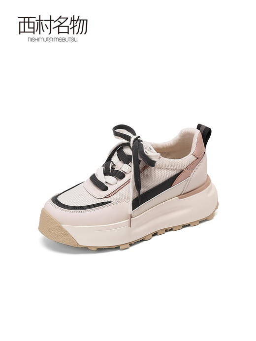西村名物小白鞋女真皮2022春新款松糕休闲鞋百搭老爹鞋增高11091 商品图1