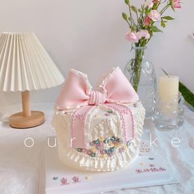 洛丽塔粉色蝴蝶结微加高蛋糕-低糖处理无添加