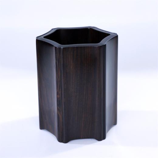 六边菱形口°紫光檀素笔筒 商品图0