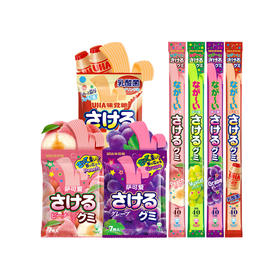 日本进口UHA悠哈萨可爱紫葡萄桃子手撕软糖