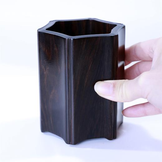 六边菱形口°紫光檀素笔筒 商品图3