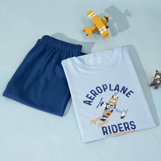 【印花莫代尔】SCHIESSER舒雅儿童睡衣2023春夏新款莫代尔男童卡通短袖七分裤家居服套装3B-20830H 商品图1