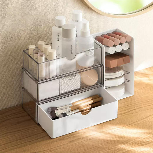 【清仓】懒角落化妆品收纳盒桌面梳妆台护肤品镜柜置物盒口红化妆刷抽屉式盒子 商品图0