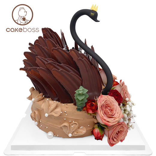 「黑天鹅花韵」双层天鹅鲜花奶油蛋糕 商品图2