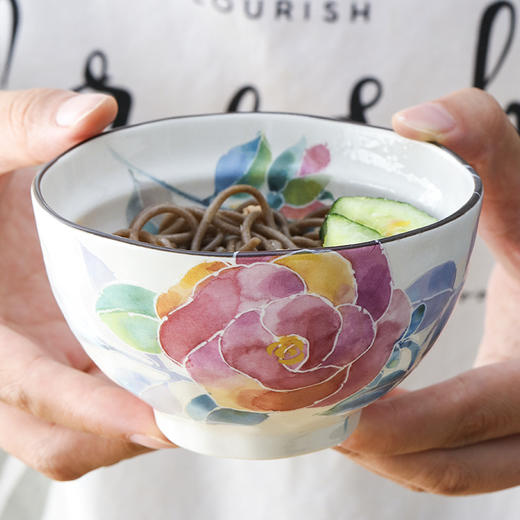 日本进口和蓝陶瓷饭碗日式甜品小汤碗5入碗礼盒套装花蝴蝶2入盘5入碗2入面碗 商品图3