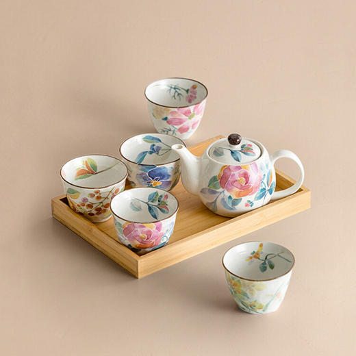 日本进口美浓和蓝花语茶壶茶杯一壶五杯礼盒 商品图5