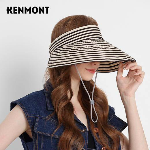 【云优选】卡蒙百搭黑白条纹空顶防晒帽女夏沙滩速干透气可折叠遮脸遮阳帽KM-6046 商品图7