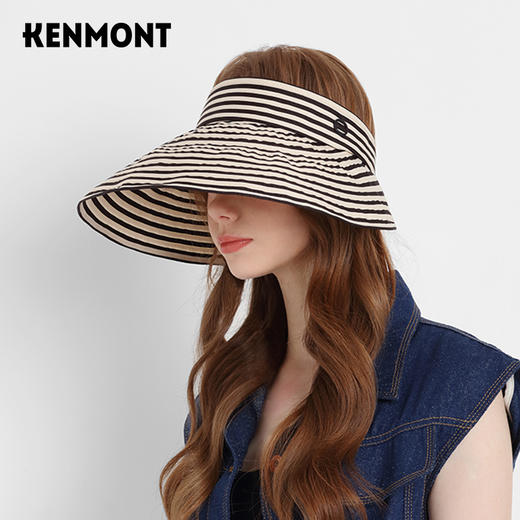 【云优选】卡蒙百搭黑白条纹空顶防晒帽女夏沙滩速干透气可折叠遮脸遮阳帽KM-6046 商品图1