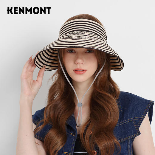 【云优选】卡蒙百搭黑白条纹空顶防晒帽女夏沙滩速干透气可折叠遮脸遮阳帽KM-6046 商品图6