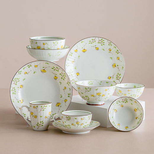 日本进口美浓烧花之语日式釉下彩清新田园风陶瓷饭碗餐盘汤碗 商品图0