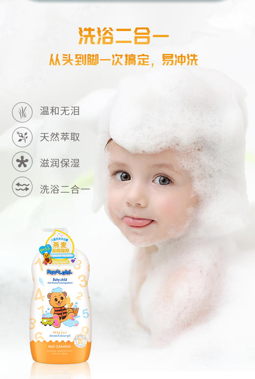 【门店直发 支持同城配送】皇家女孩儿童洗发/沐浴露1kg/瓶 商品图2
