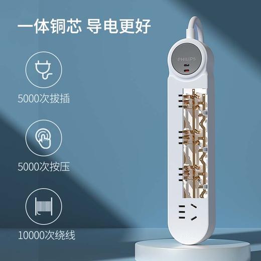 飞利浦4位总控1.8米超功率保护插排插线板2142A 商品图3