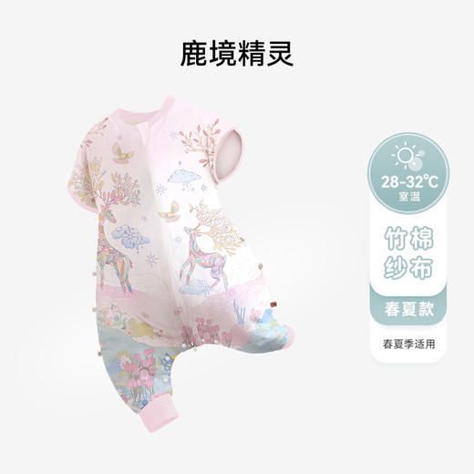 QHXJibaby×outlast太空科技恒温春夏双层纱布奶香安抚短袖分腿睡袋 商品图5