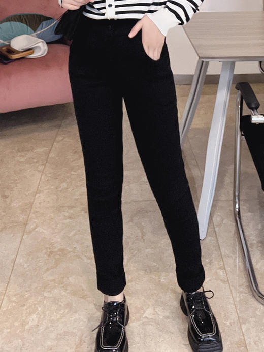 爆99！【女明星本命裤 】细长直玻尿酸润肤裤万能搭加绒弹力小黑裤高腰显瘦修身打底裤外穿H223060758 商品图1