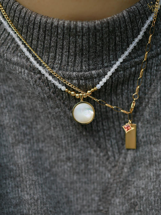 SpoiledBrat Jewelry18K金马贝珍珠月光石项链 商品图2