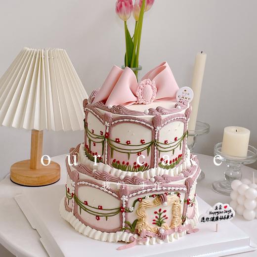公主的花园宫廷风复古双层蝴蝶结蛋糕-低糖处理无添加 商品图1