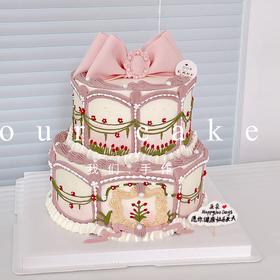 公主的花园宫廷风复古双层蝴蝶结蛋糕-低糖处理无添加