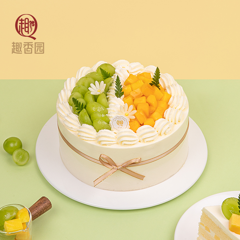 【动物奶油蛋糕，100%新鲜水果】新品--鲜果双萃2磅蛋糕，免费送货